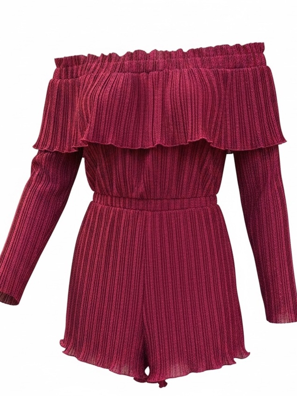 Endless Rose Metallic Fuchsia Off-Shoulder Ruffle Top